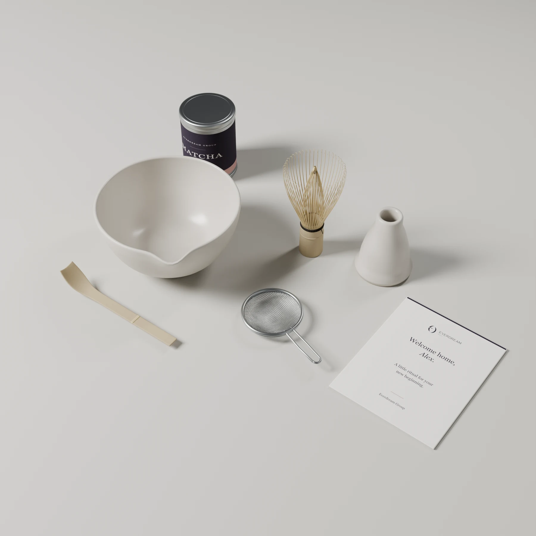 A rendered Matcha Ritual Set arranged for a quiet everyday ritual